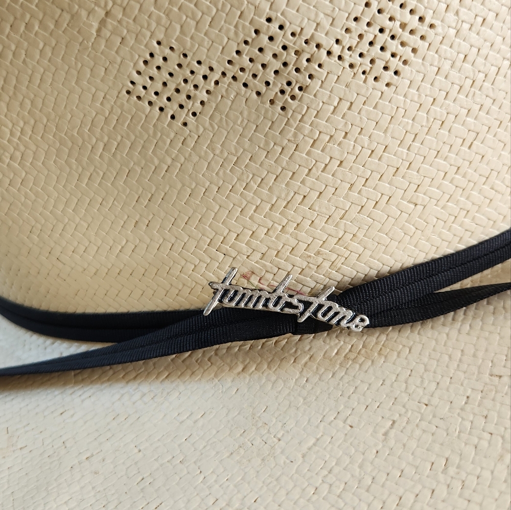 Vintage Off White Tombstone Cowboy Hat 1990s Western Festival Southwestern 90s - Picture 4 of 8